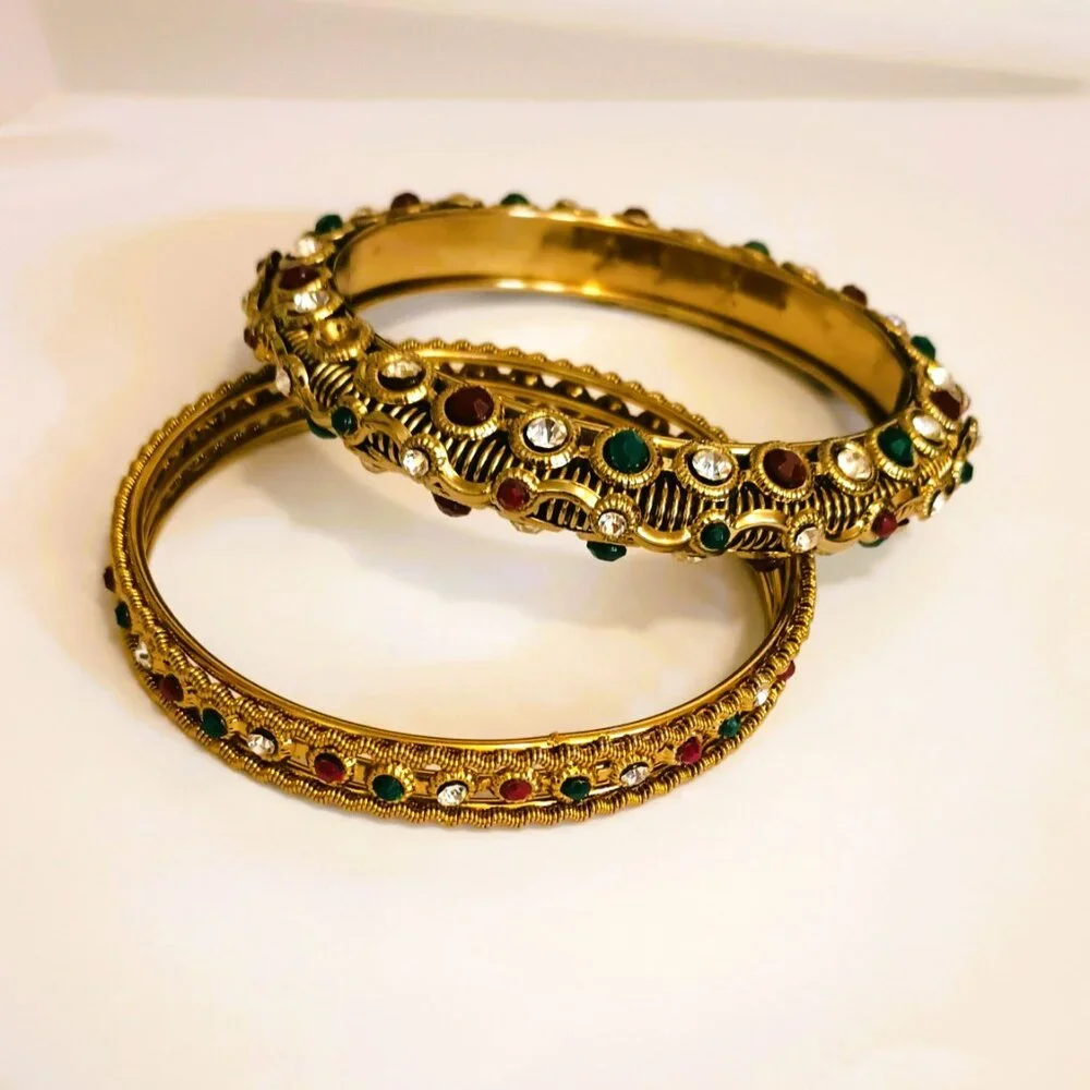 2 Multi-Color Rhinestone Bangles 8